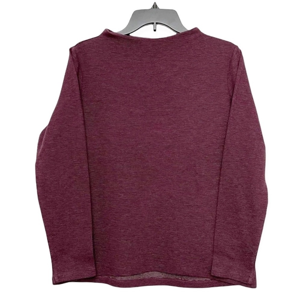 Lands End Women's Burgundy Boatneck Ribbed Knit Three Quarter Sleeve Top